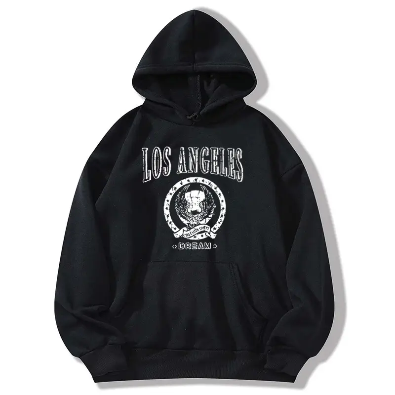 Red Los Angeles Pattern Hooded Sweatshirt for Men Women