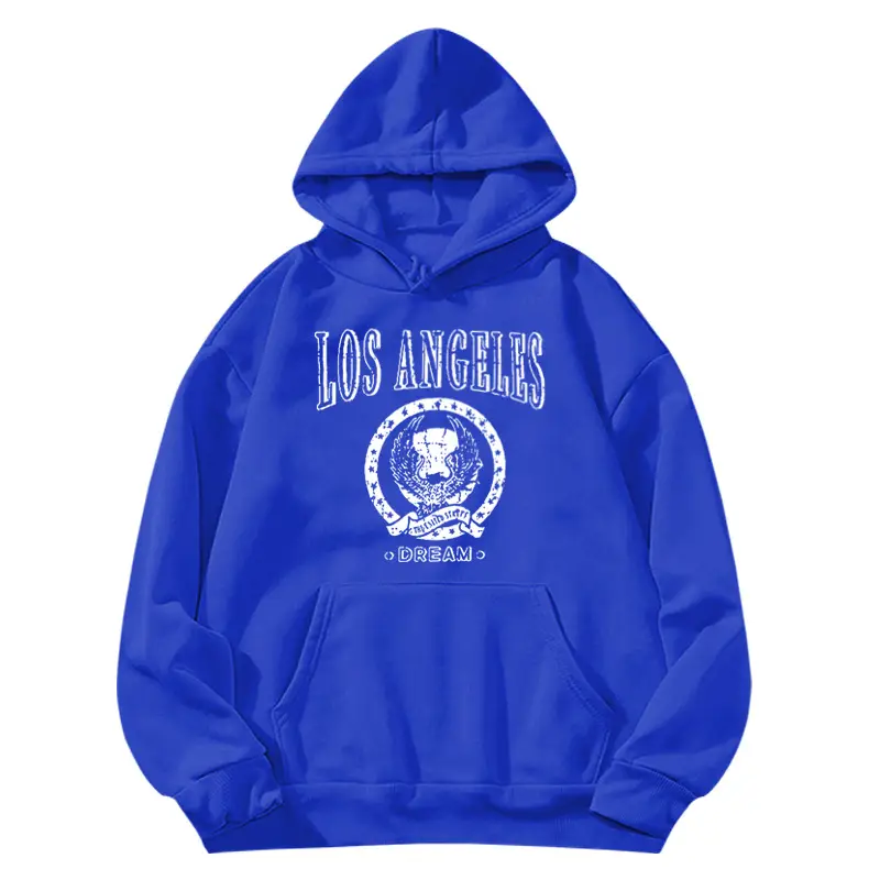 Red Los Angeles Pattern Hooded Sweatshirt for Men Women