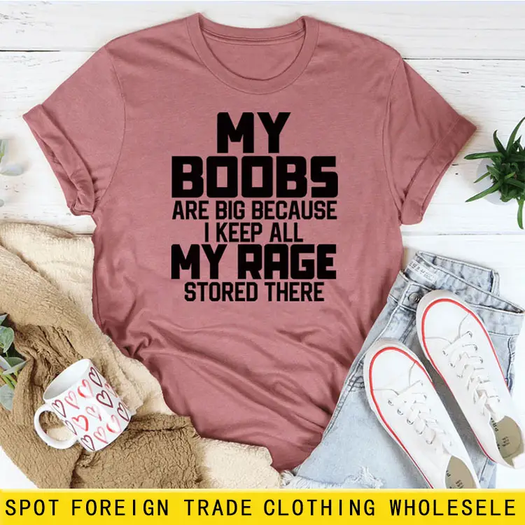 Women's Blue My Boobs Graphic T-Shirt Short Sleeve - Image 27
