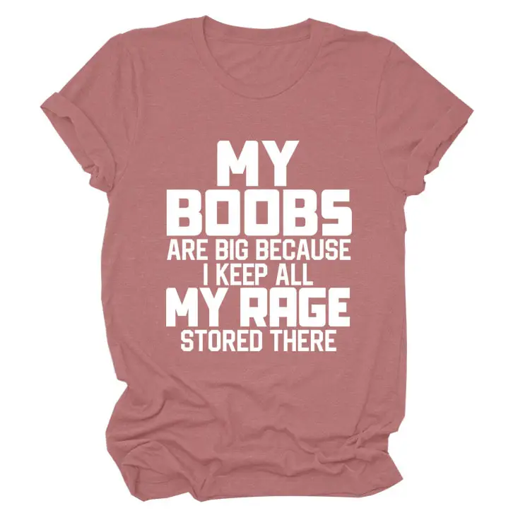 Women's Blue My Boobs Graphic T-Shirt Short Sleeve - Image 10