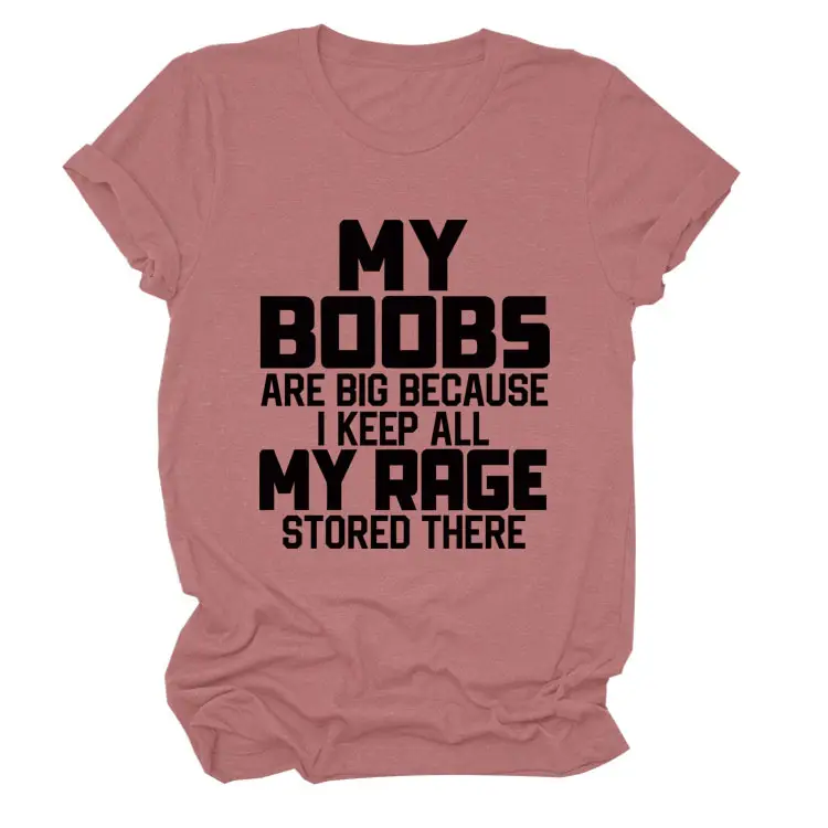 Women's Blue My Boobs Graphic T-Shirt Short Sleeve - Image 11