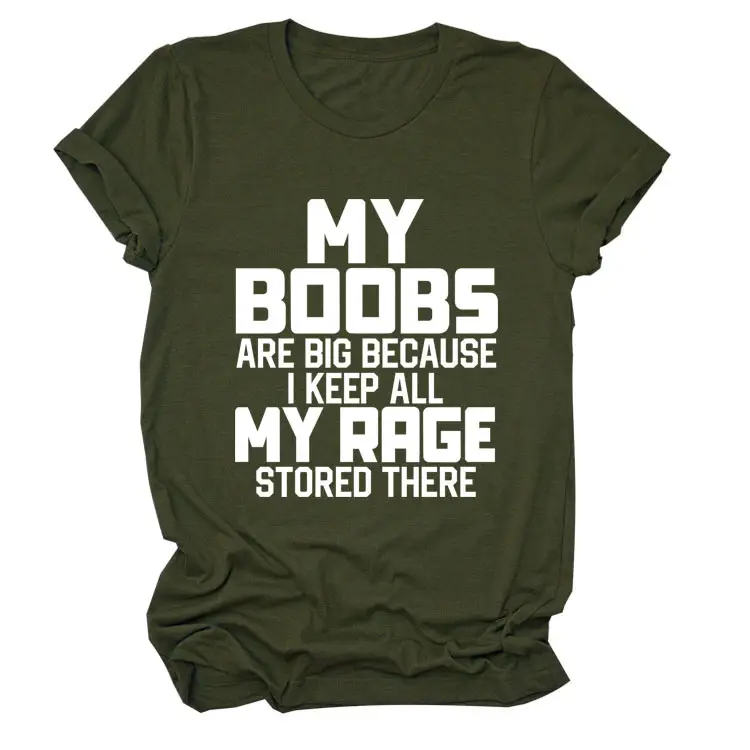 Women's Blue My Boobs Graphic T-Shirt Short Sleeve - Image 13