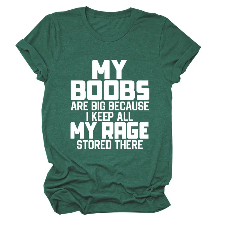 Women's Blue My Boobs Graphic T-Shirt Short Sleeve - Image 15