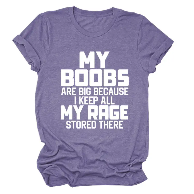 Women's Blue My Boobs Graphic T-Shirt Short Sleeve - Image 18