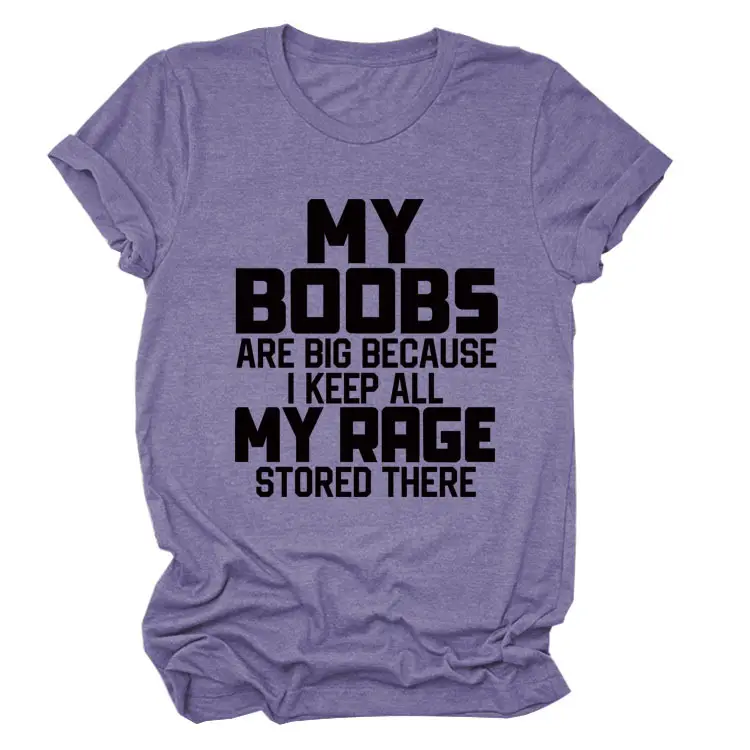 Women's Blue My Boobs Graphic T-Shirt Short Sleeve - Image 19