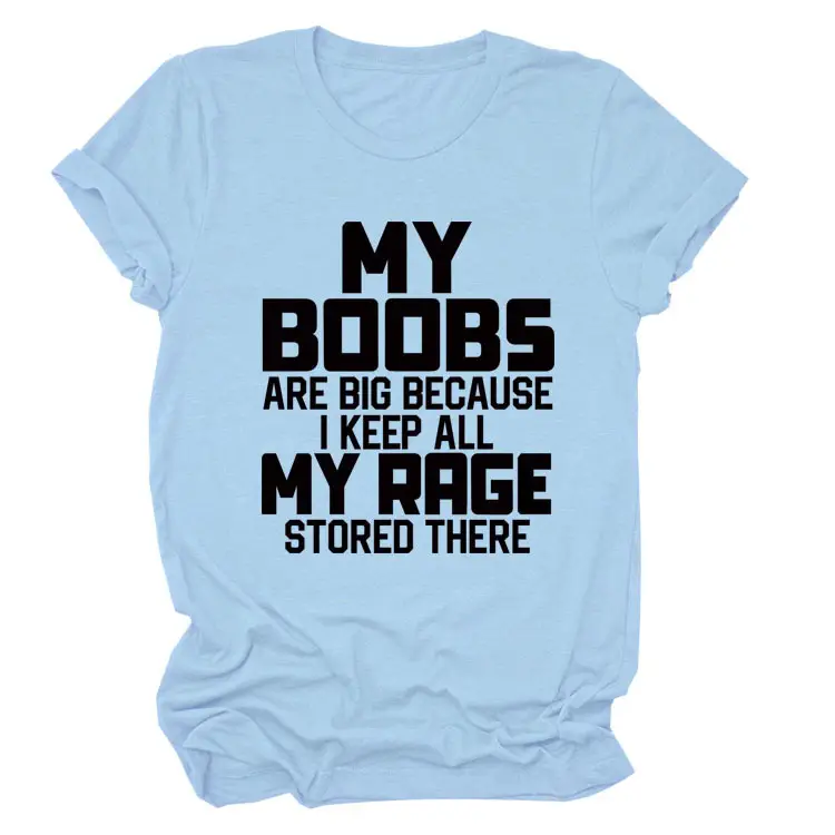 Women's Blue My Boobs Graphic T-Shirt Short Sleeve - Image 20