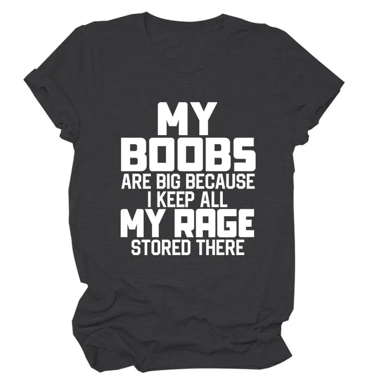 Women's Blue My Boobs Graphic T-Shirt Short Sleeve - Image 21