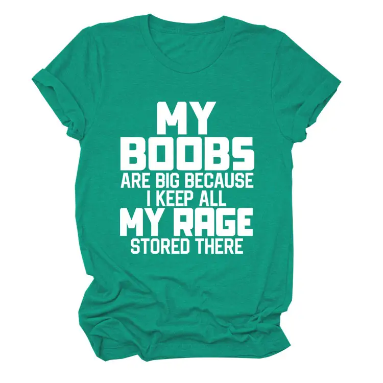 Women's Blue My Boobs Graphic T-Shirt Short Sleeve - Image 22