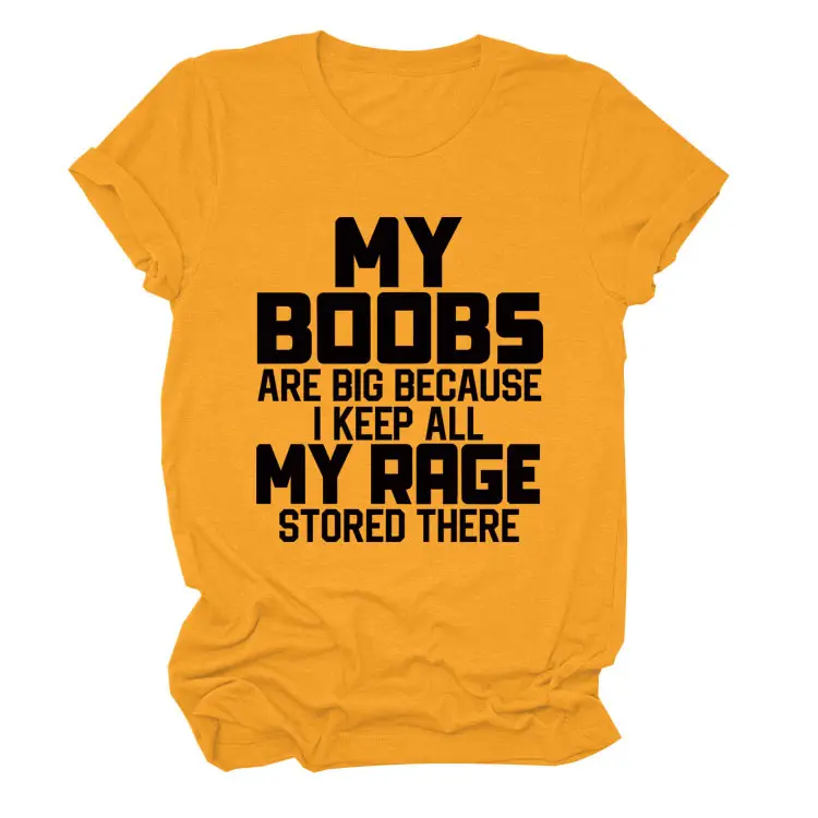 Women's Blue My Boobs Graphic T-Shirt Short Sleeve - Image 4