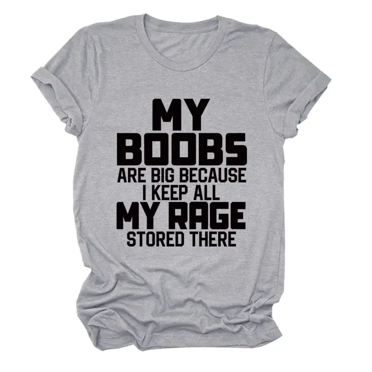 Women's Blue My Boobs Graphic T-Shirt Short Sleeve - Image 5