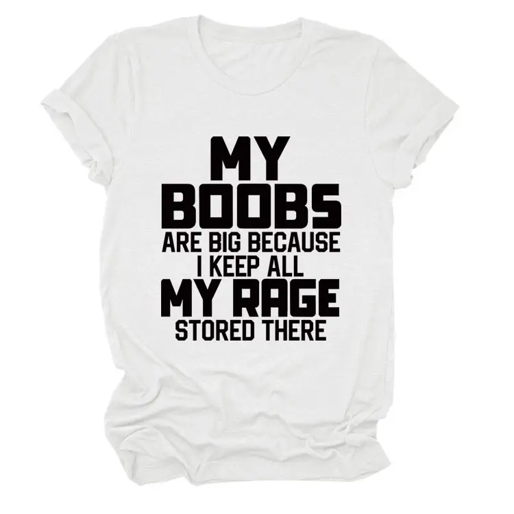 Women's Blue My Boobs Graphic T-Shirt Short Sleeve - Image 8