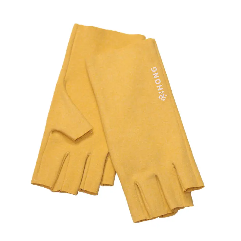 Women's Black Velvet Finger Gloves Winter Office Writing - Image 21
