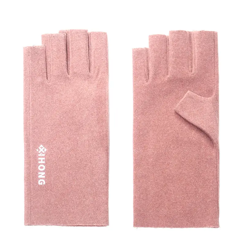 Women's Black Velvet Finger Gloves Winter Office Writing - Image 2