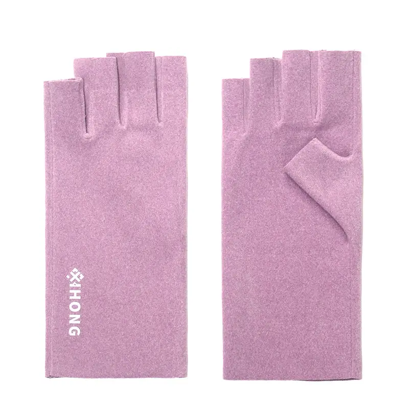 Women's Black Velvet Finger Gloves Winter Office Writing - Image 3