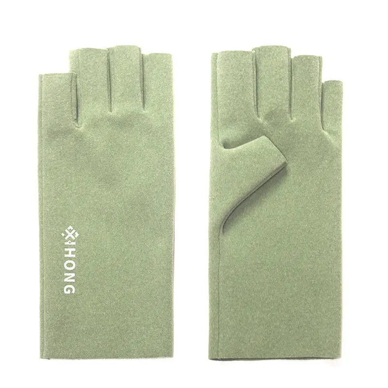 Women's Black Velvet Finger Gloves Winter Office Writing - Image 4