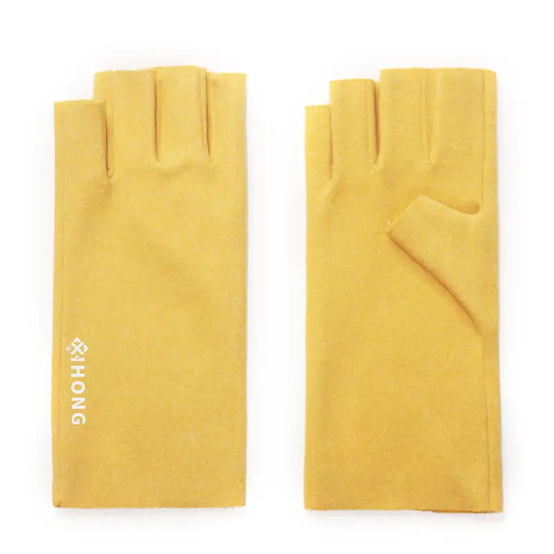 Women's Black Velvet Finger Gloves Winter Office Writing - Image 5