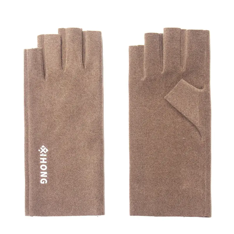 Women's Black Velvet Finger Gloves Winter Office Writing - Image 6