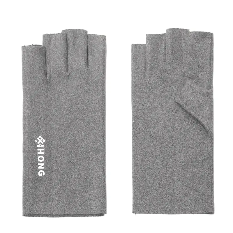 Women's Black Velvet Finger Gloves Winter Office Writing - Image 7