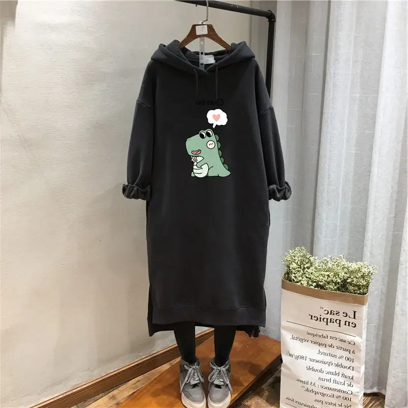 Women Velvet Hoodie Dress Red Fat Mass Plus Size