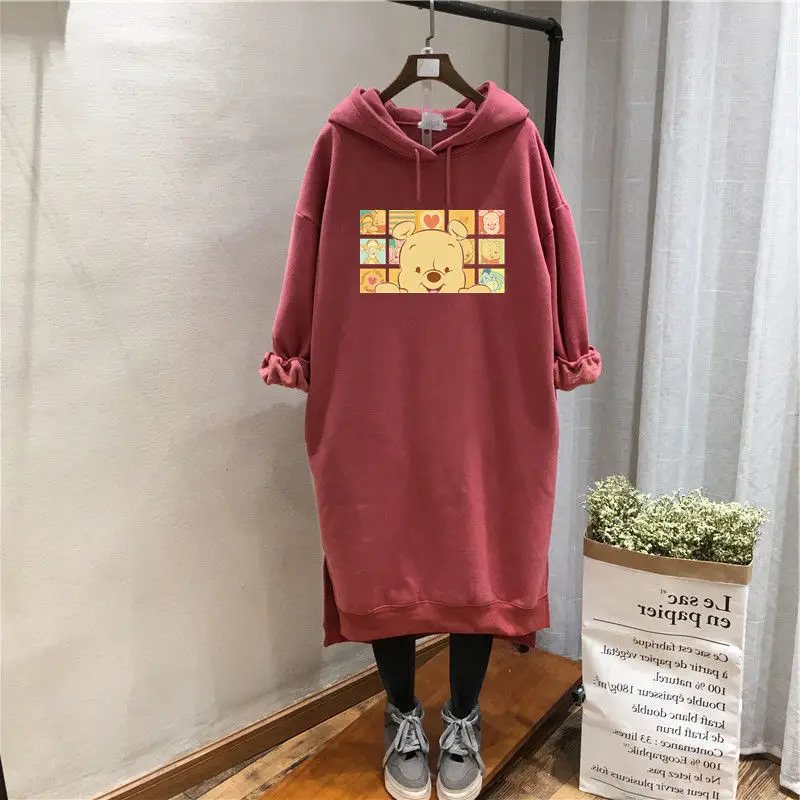Women Velvet Hoodie Dress Red Fat Mass Plus Size — feature 13