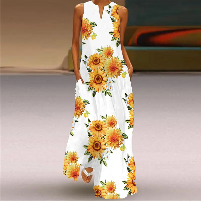 Printed Long Dress Women Spring Summer Color Gradient - Image 4