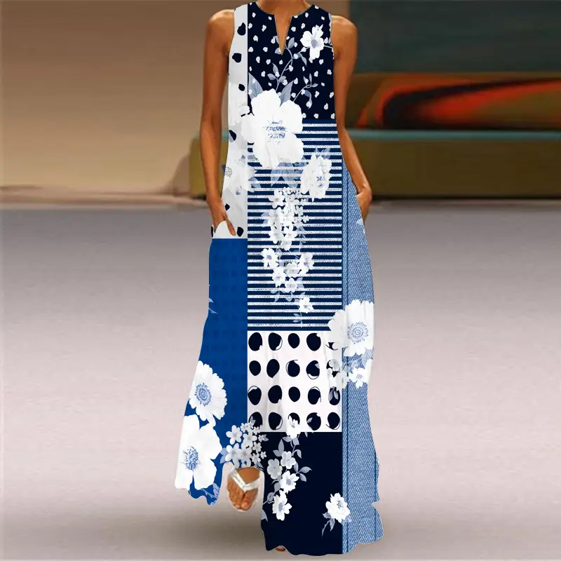 Printed Long Dress Women Spring Summer Color Gradient - Image 5