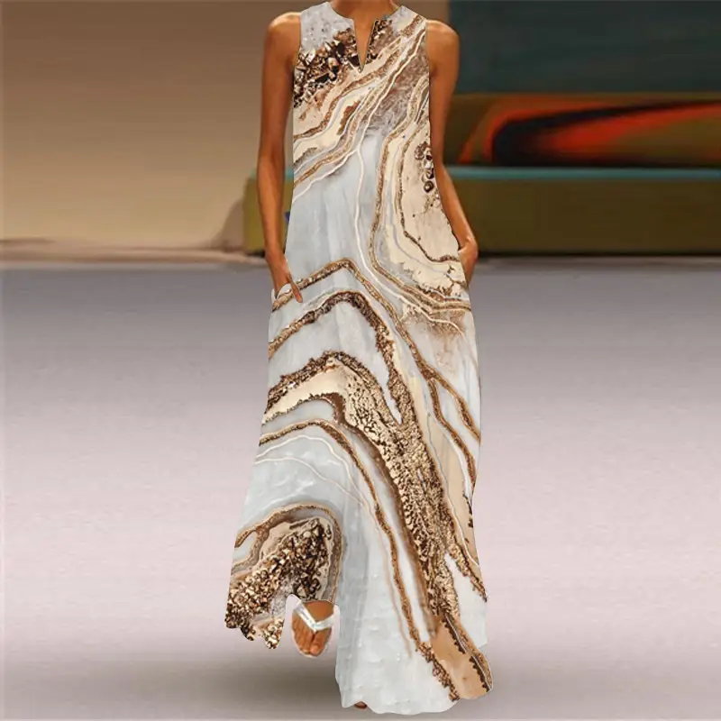 Printed Long Dress Women Spring Summer Color Gradient - Image 11