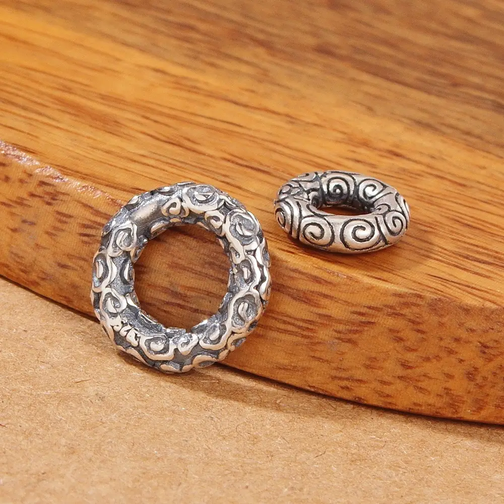 S925 Sterling Silver Cloud Pattern Closed Ring Bracelet Connector - Image 4