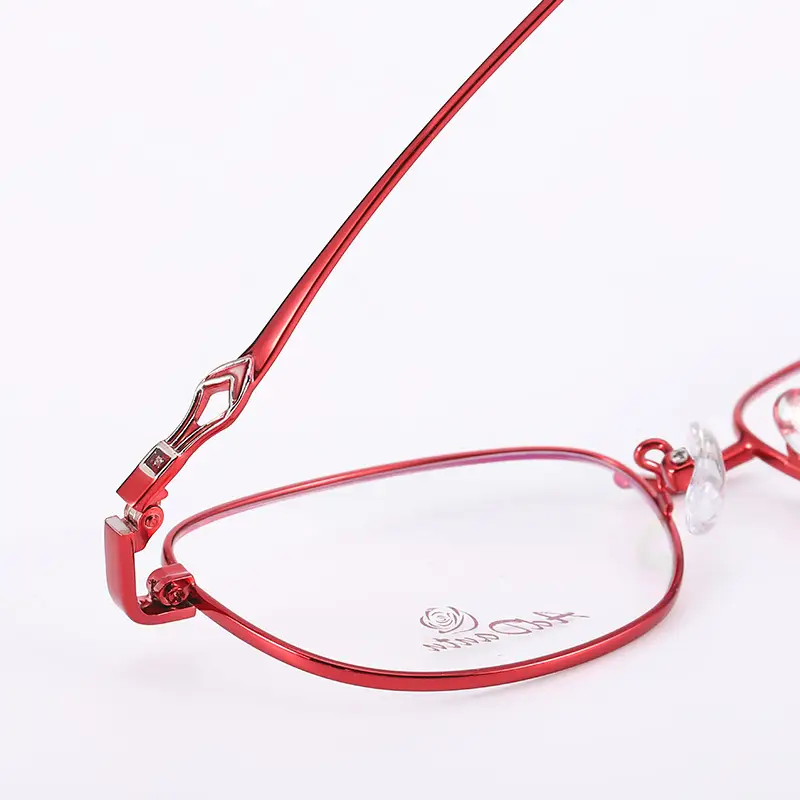 Women's Red Tinted Half Frame Glasses Frame for Myopia Astigmatism - Image 7