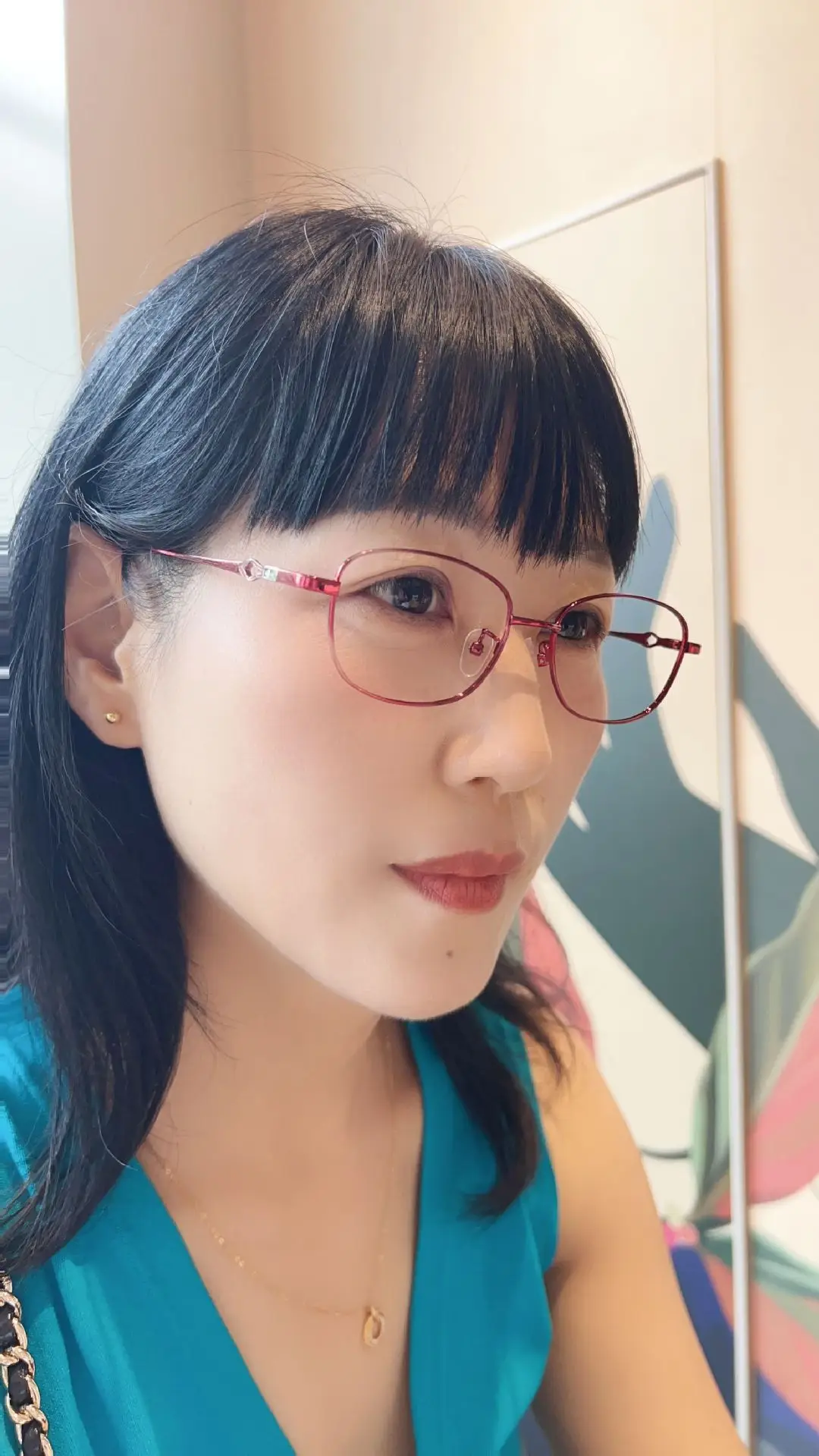 Women's Red Tinted Half Frame Glasses Frame for Myopia Astigmatism — feature 1