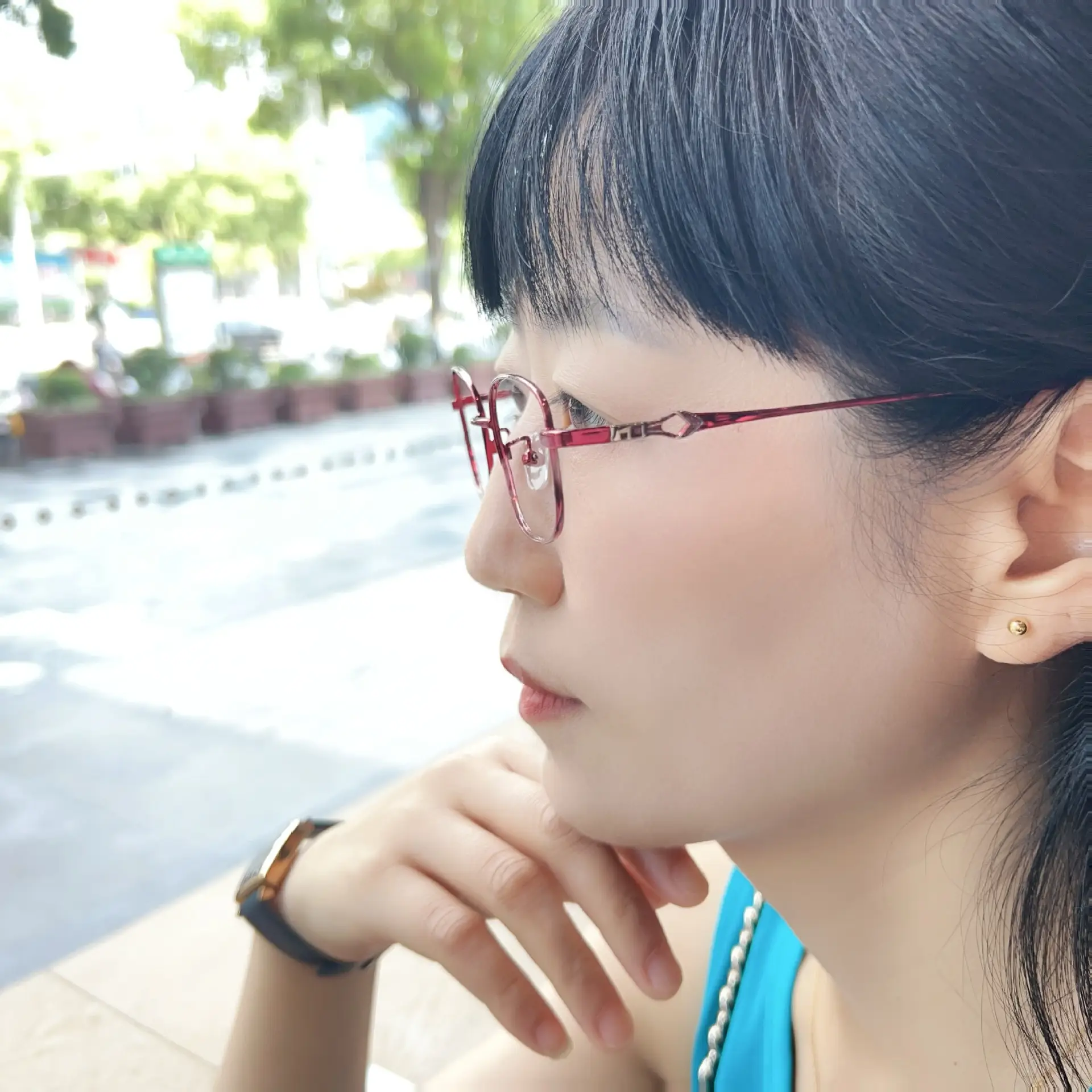 Women's Red Tinted Half Frame Glasses Frame for Myopia Astigmatism — feature 3