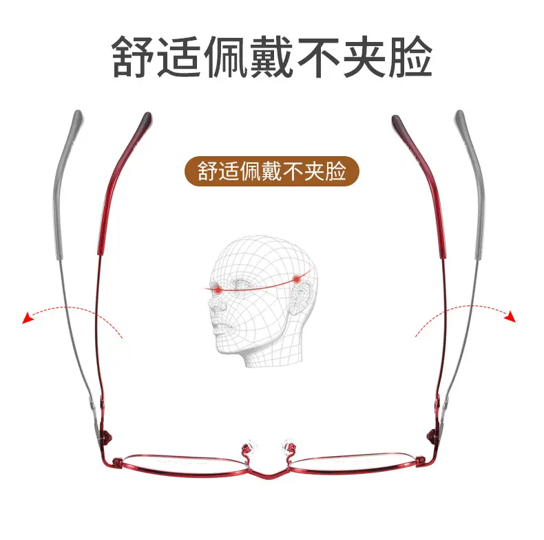Women's Red Tinted Half Frame Glasses Frame for Myopia Astigmatism — feature 6