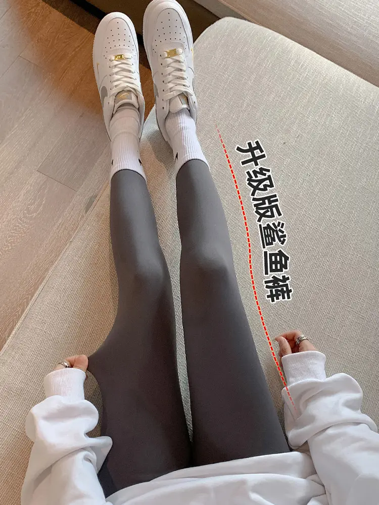 Women Ice Silk Leggings High Waist Thin Tummy Tightening - Image 10