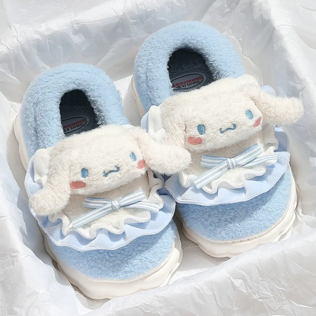 Cute Kt Cat Cotton Slippers with Heel for Women, Autumn and Winter Sanrio Indoor Home Warm Cartoon Plush Cotton Shoes Wholesale - Image 6