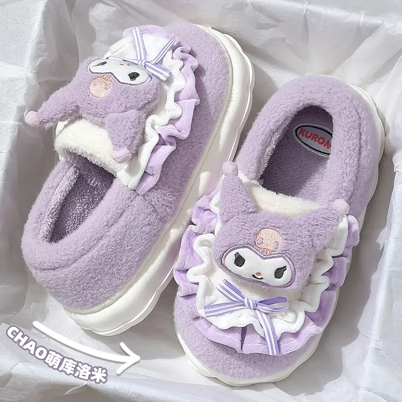 Cute Kt Cat Cotton Slippers with Heel for Women, Autumn and Winter Sanrio Indoor Home Warm Cartoon Plush Cotton Shoes Wholesale - Image 7