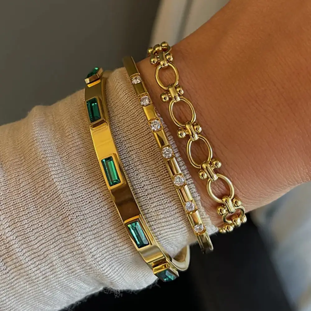 Open Gold Bracelet Set for Women High-end Zircon - Image 14