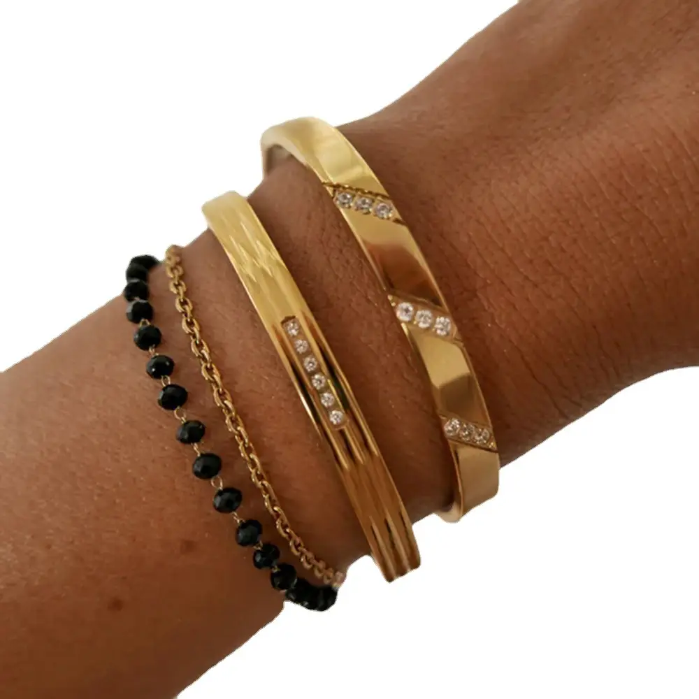 Open Gold Bracelet Set for Women High-end Zircon - Image 16