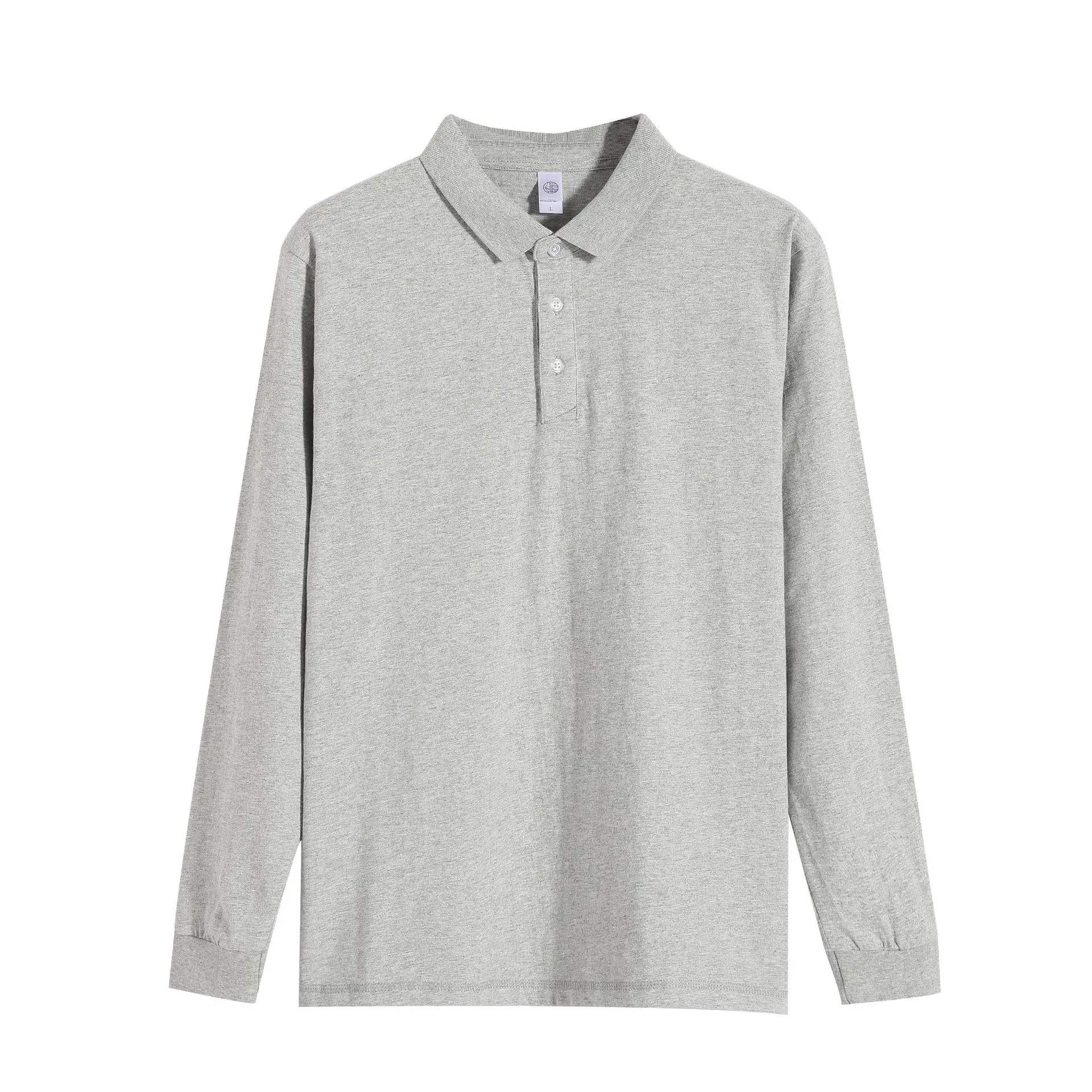 Men's Grey Cotton Lapel T-Shirt 250g - Image 3