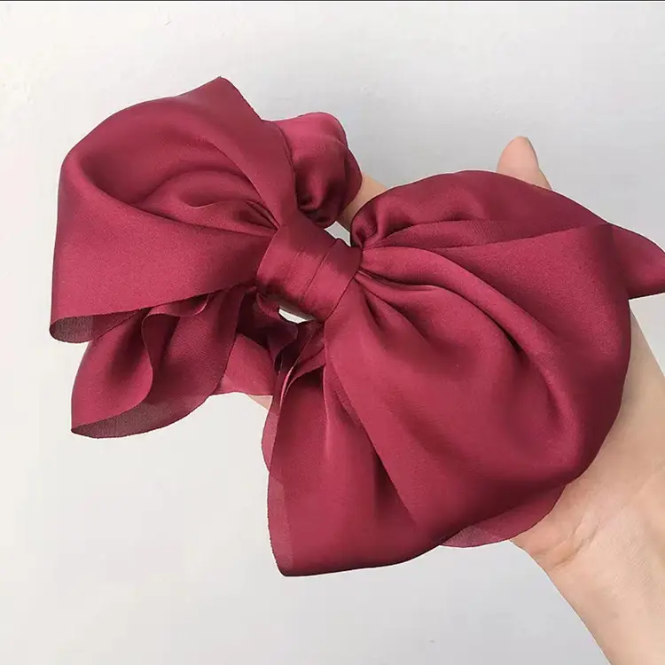 Black Satin Bow Hairpin for Women - Image 6