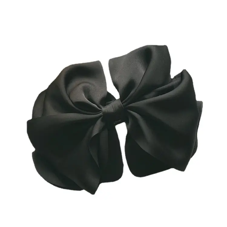 Black Satin Bow Hairpin for Women - Image 7
