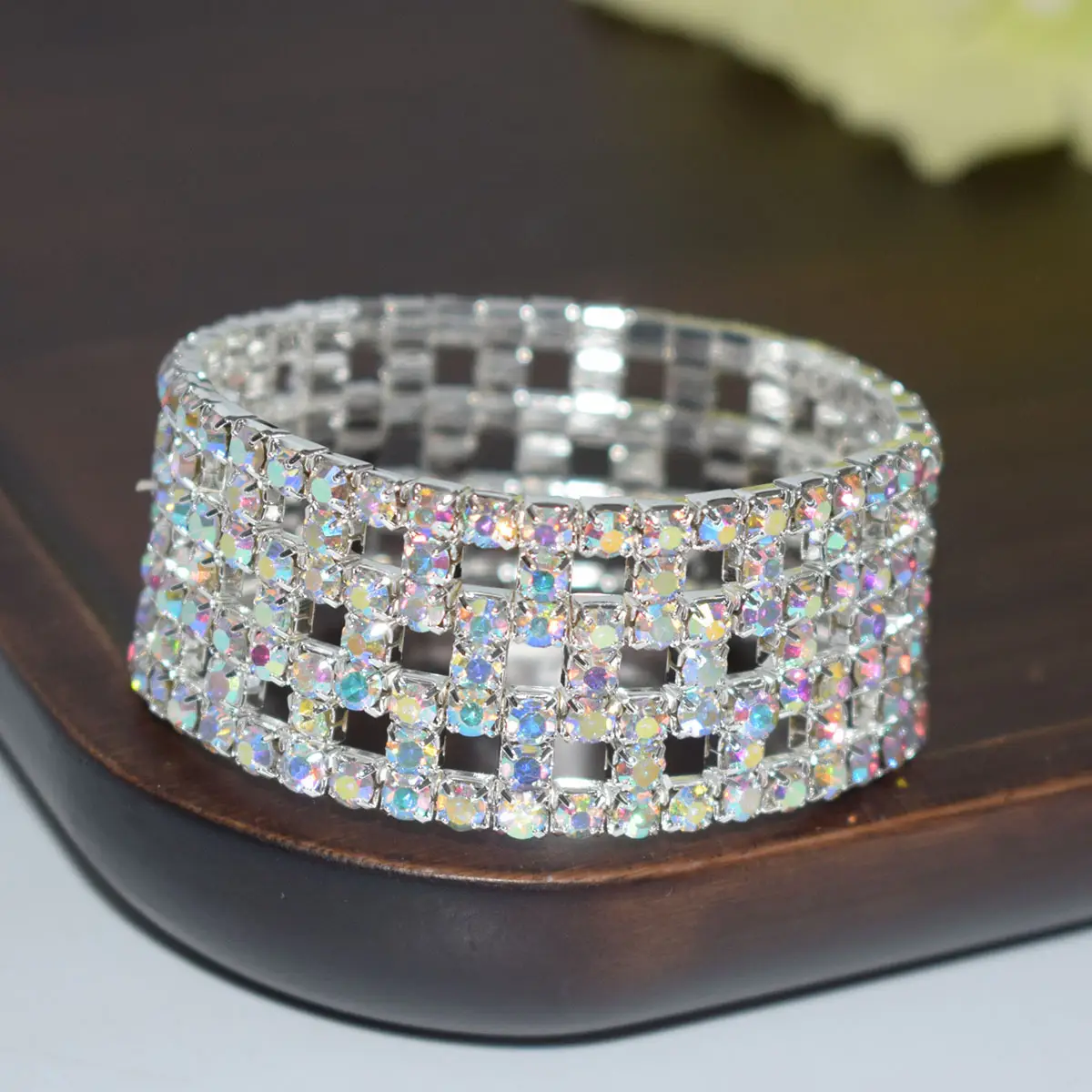 Full Rhinestone Elastic Bracelet Gold Silver - Image 13