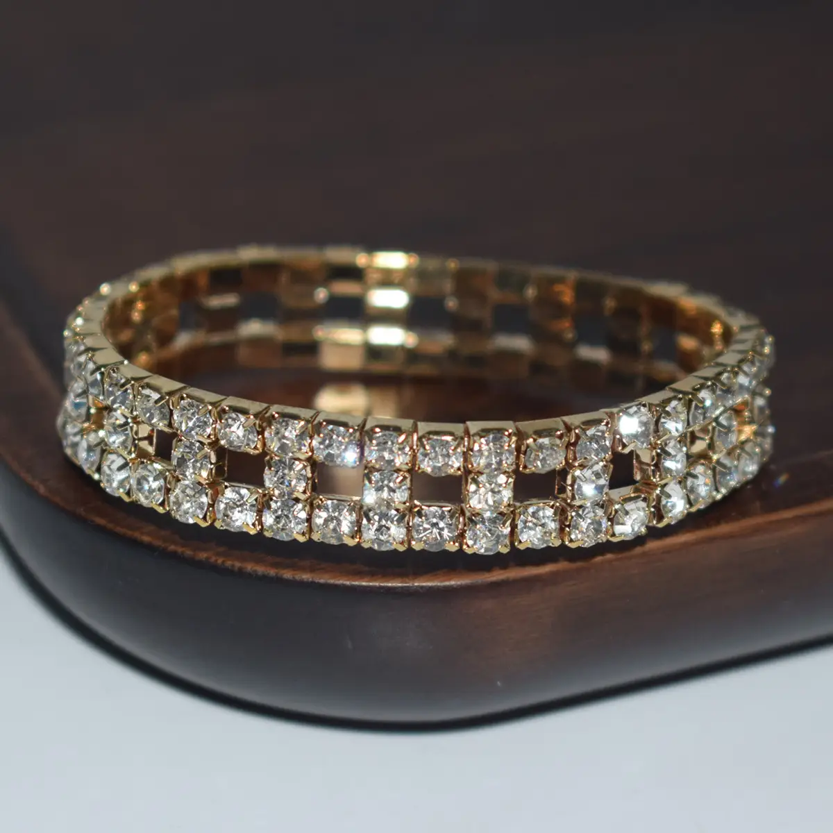 Full Rhinestone Elastic Bracelet Gold Silver - Image 16