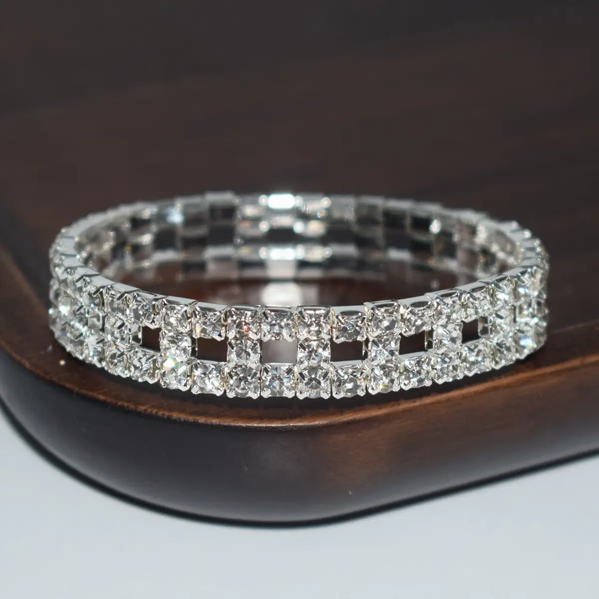 Full Rhinestone Elastic Bracelet Gold Silver - Image 17