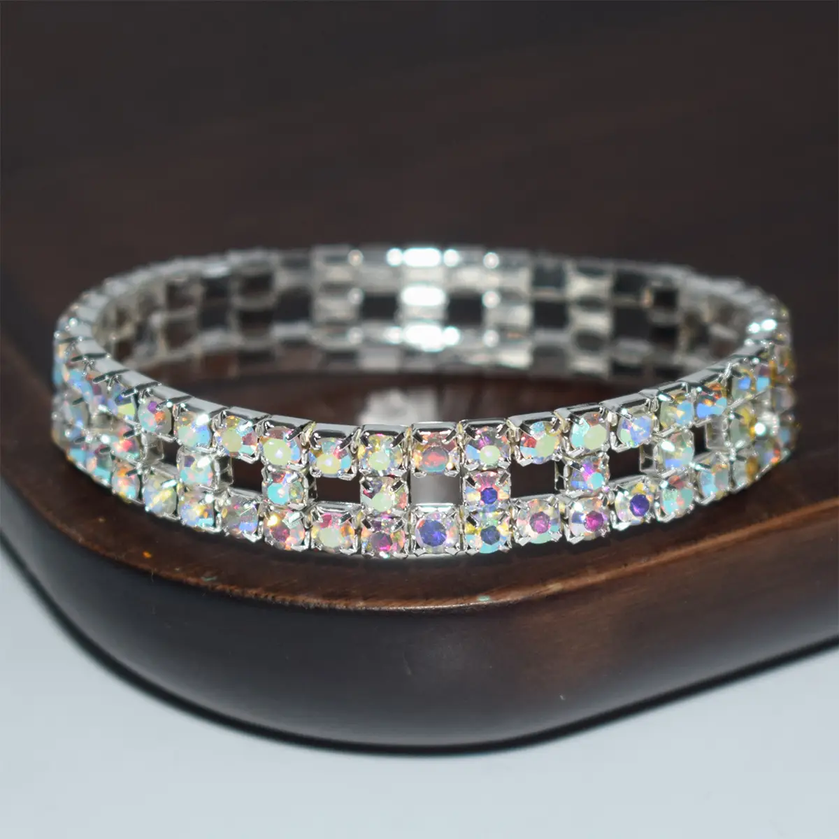 Full Rhinestone Elastic Bracelet Gold Silver - Image 19