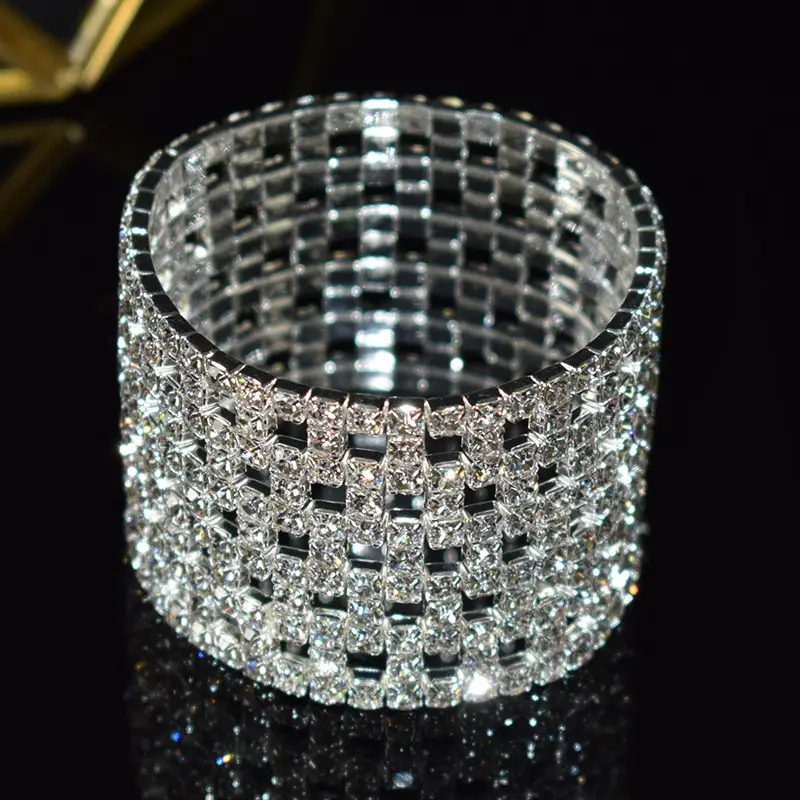 Full Rhinestone Elastic Bracelet Gold Silver - Image 5