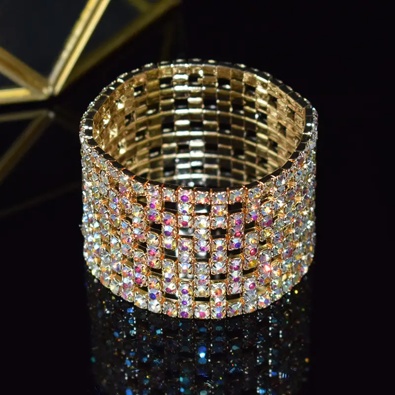 Full Rhinestone Elastic Bracelet Gold Silver - Image 8