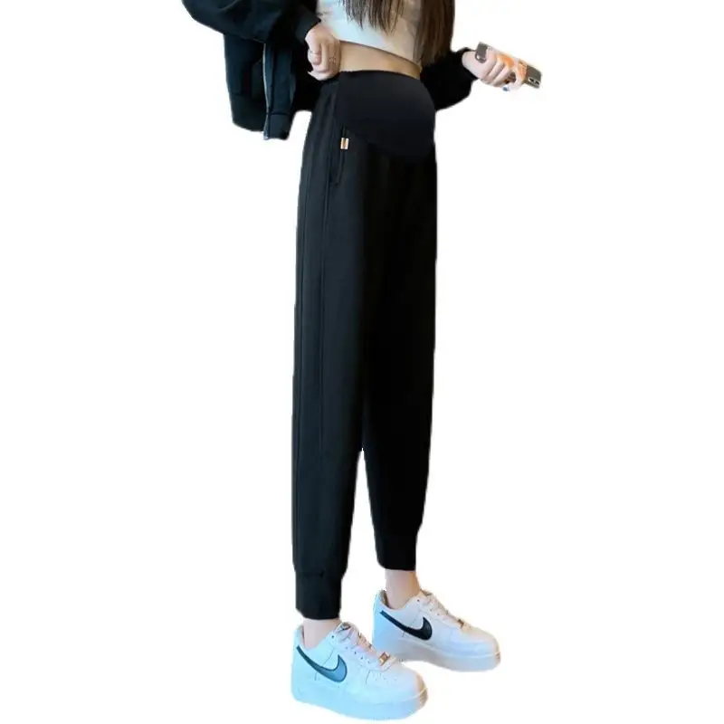 Plus Size Fleece Lined Maternity Leggings Black - Image 6