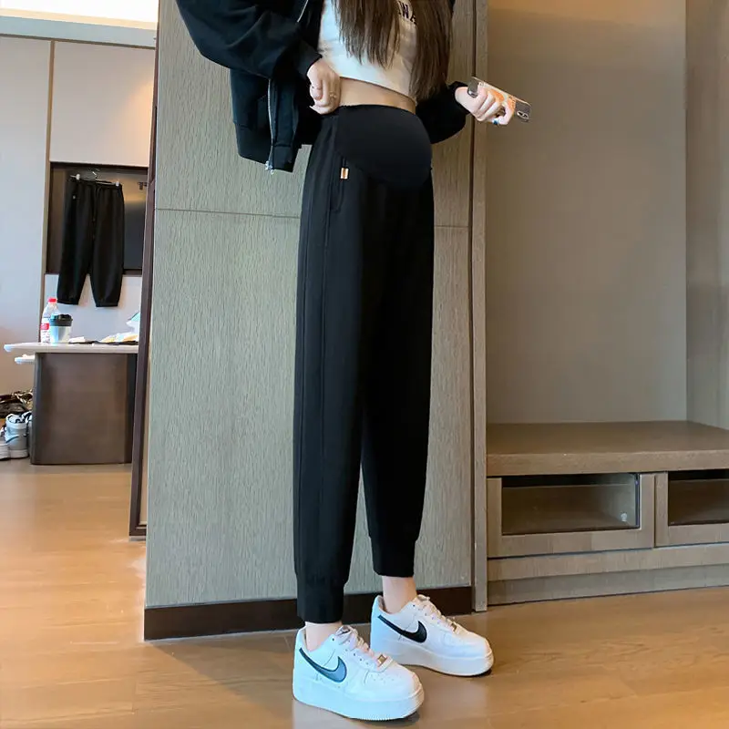 Plus Size Fleece Lined Maternity Leggings Black - Image 2