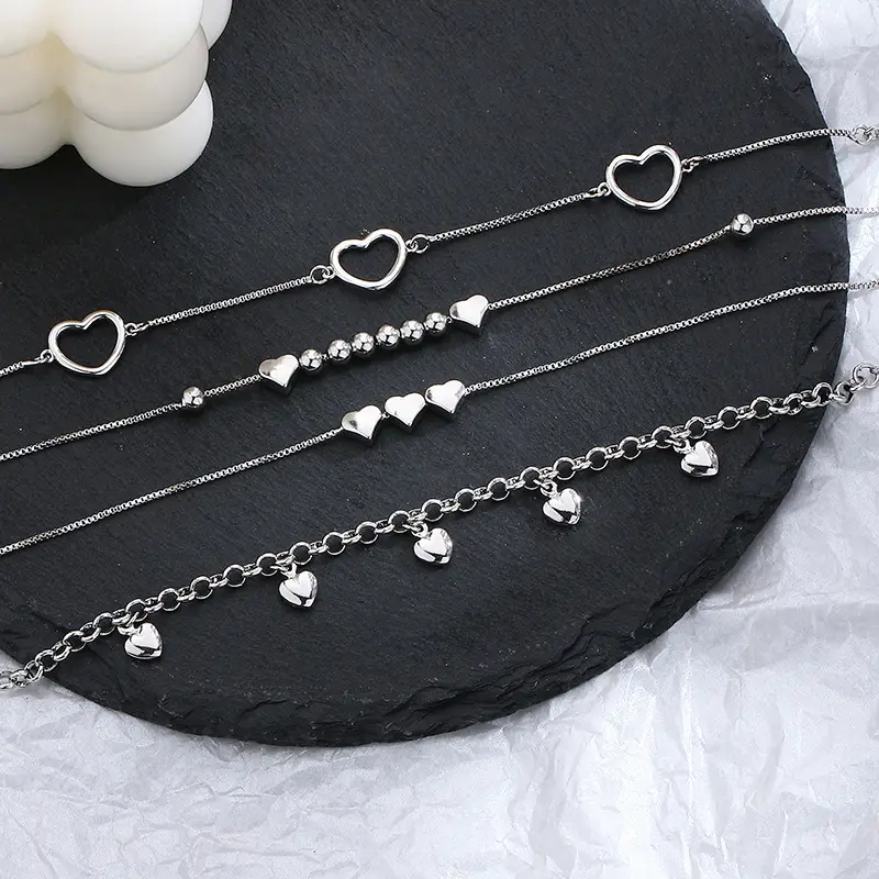 Women's Heart & Tassel Chain Bracelet Set - Image 6
