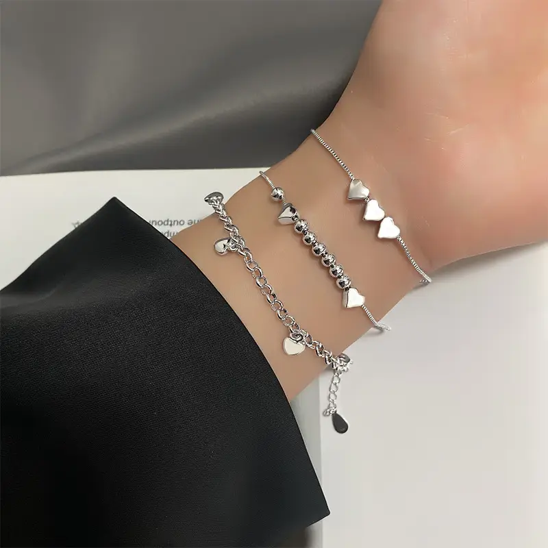 Women's Heart & Tassel Chain Bracelet Set - Image 8